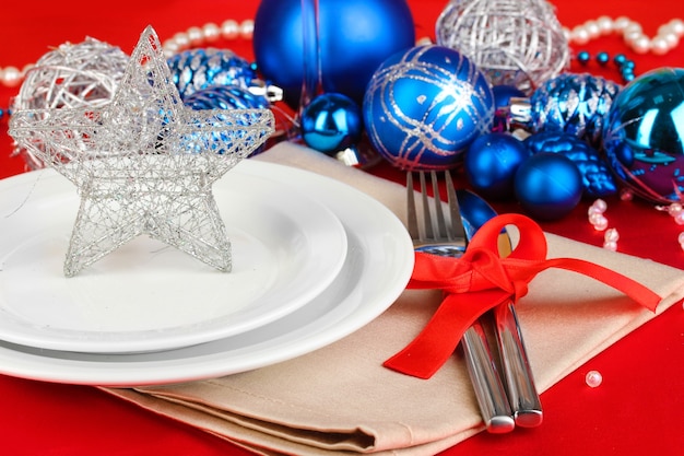 Serving christmas table close-up