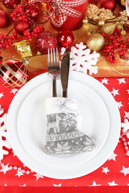 Photo serving christmas table close-up