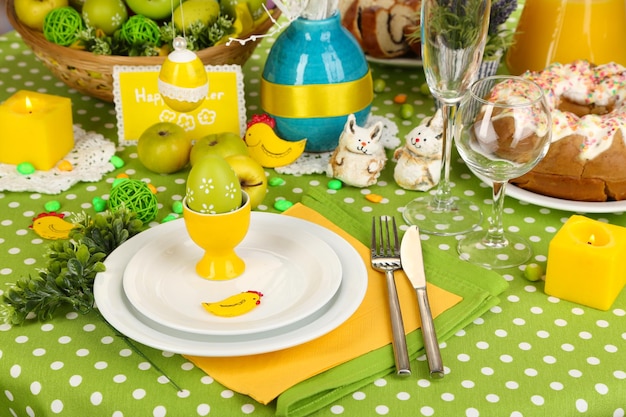 Serving Easter table closeup