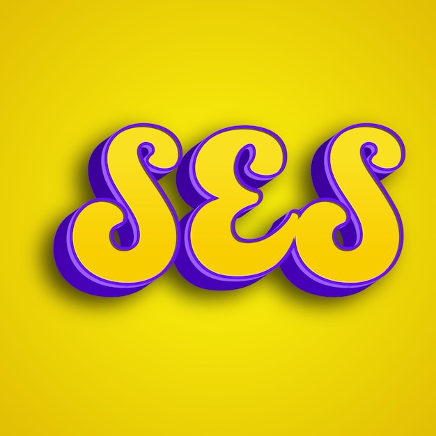 Ses typography 3d design yellow pink white background photo jpg