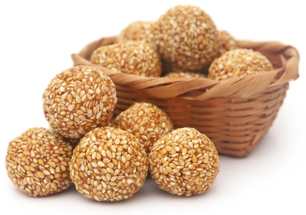 Sesame caramel laddu