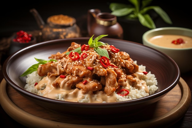 Sesame Chicken with Creamy Satay Sauce thai Food