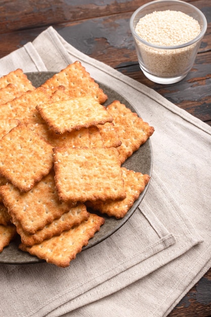 Sesame cracker cracker cookie cracker on different backgrounds