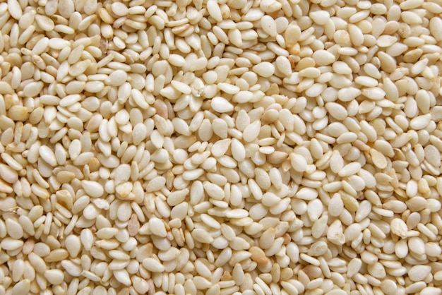 Sesame grains closeup background Top view