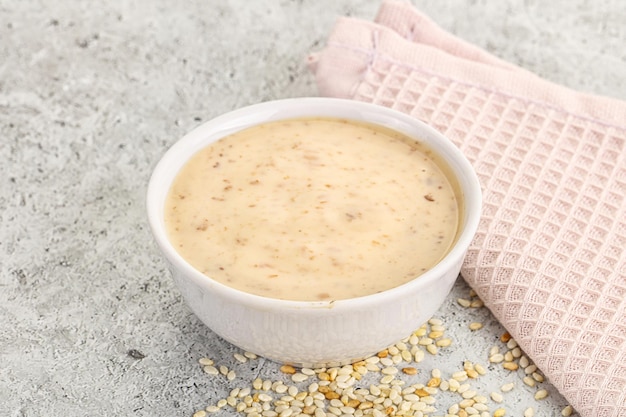 Sesame sauce dip in the bowl