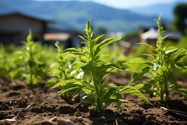 Sesamplant Landbouwgrond Groei van sesam op gecultiveerde velden