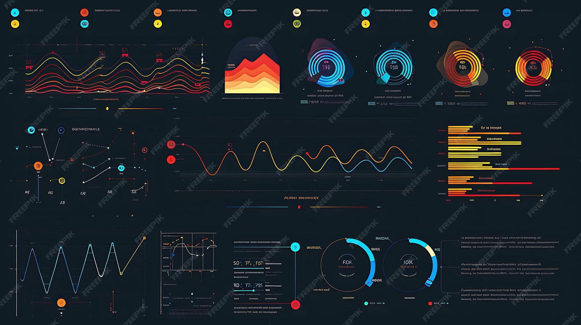 Premium Photo | A set of 10 colorful and abstract data visualizations
