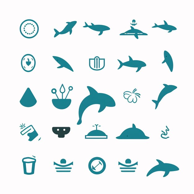 Photo set of 16 simple editable dolphin icons includes symbols such as trash can water drop fish and more can be used for web mobile ui and info graphic design