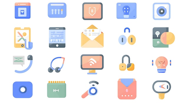 18개의 평평한 디자인 아이콘 세트