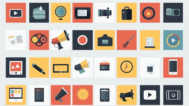 Photo a set of 30 flat design icons