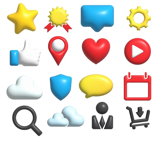 set of 3d business icons design isolated on white background with clipping paths for design work empty