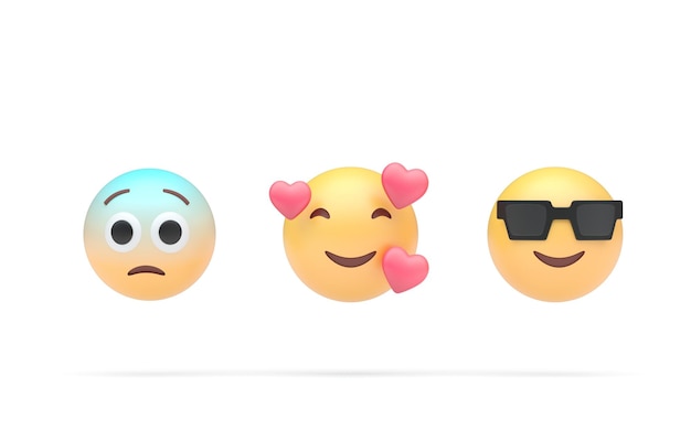 Установить 3D Emoji 3D Иллюстрация