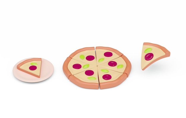 Set 3D Pizza 3D render