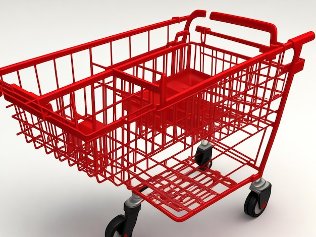 Set of 3d realistic red plastic shopping cart isolated on white background illustration ai generated