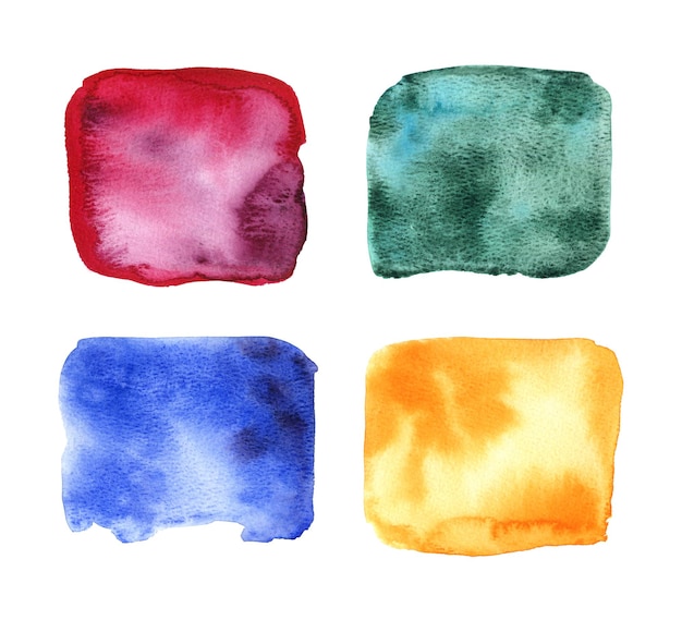 Set of 4 Watercolor painting abstract color backgrounds isolated