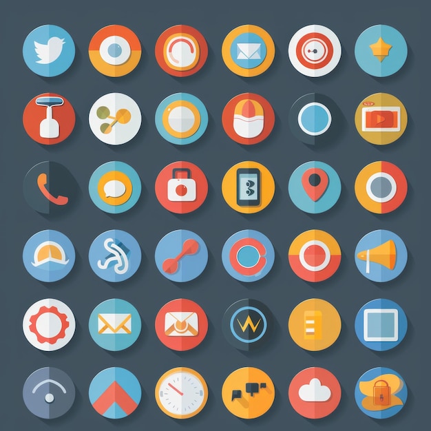 A set of 48 colorful flat designed icons