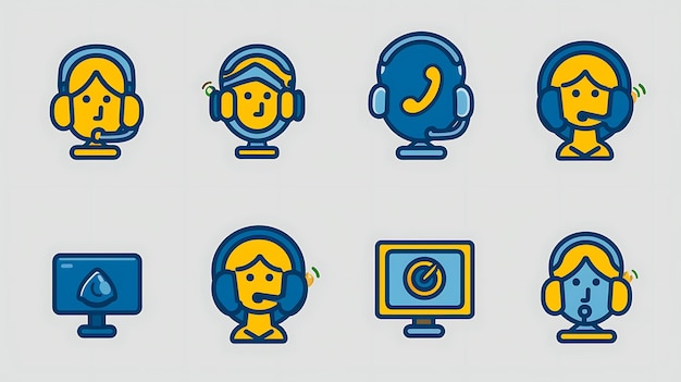 Photo a set of 8 colorful customer service icons