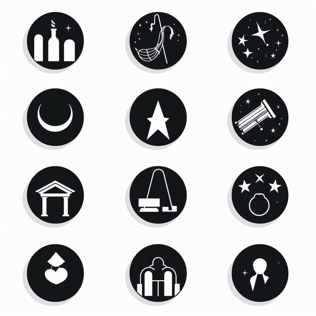 Photo set of 9 simple editable icons such as star crescent moon kareem lanterns lanterns