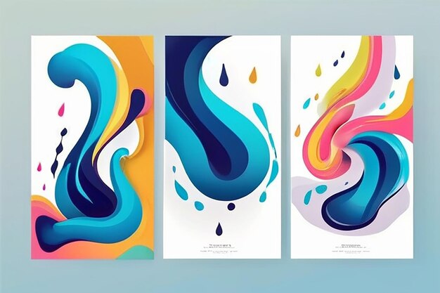 Set of abstract liquid shape vector illustration template Fluid flat color design