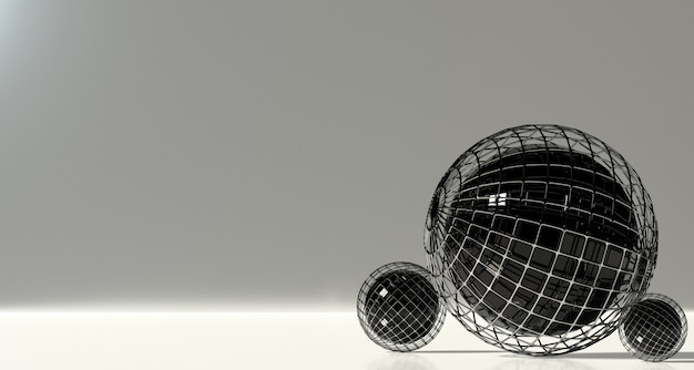 Set of abstract spheres on a gray background. 3d rendering.