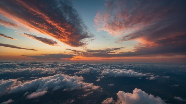 写真 日の出を背景に 静かな夕暮れを背景に パノラマを撮る