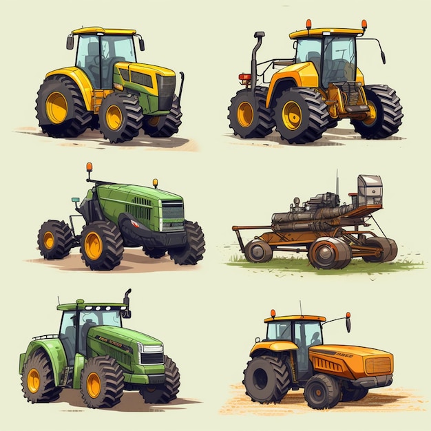 set of agricultural machines