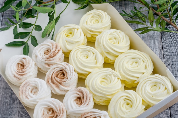 A set of apple marshmallows with lemon and cinnamon. Gift wrap.