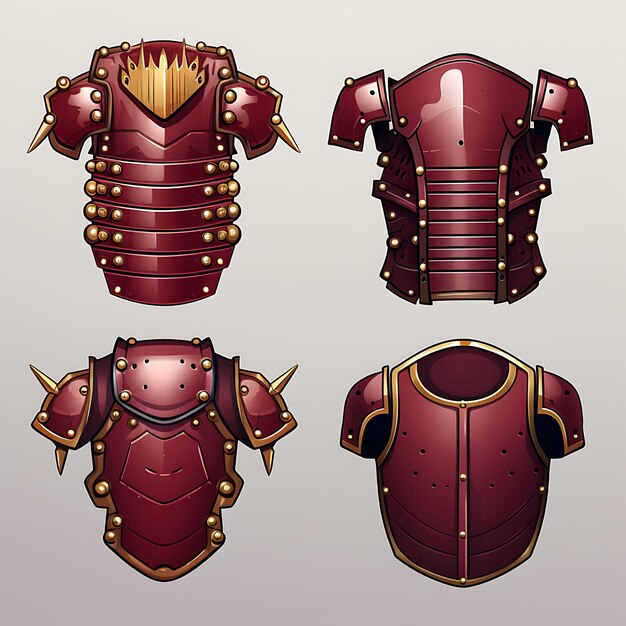A set of armor spaulder item samurai design shoulder guard lamellar a 2d flat asset items design