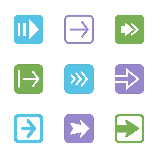 Photo set of arrow icons flat vector illustration