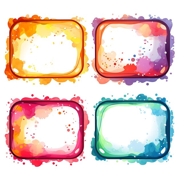 예술적 수채화 디자인 페인트 스플래시 모양 수채화  ⁇  아이콘 프레임 클리파트 티셔츠 4K