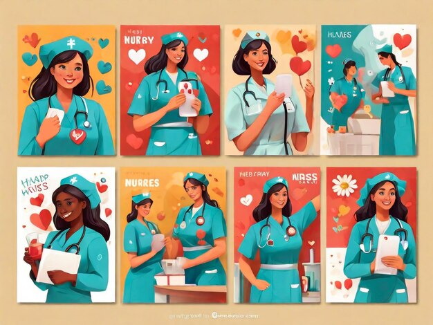 Photo set of avatar doctor characters colorful isolated icons of woman doctor illustrations on the theme of medicine and health