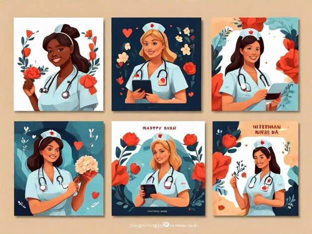 Photo set of avatar doctor characters colorful isolated icons of woman doctor illustrations on the theme of medicine and health