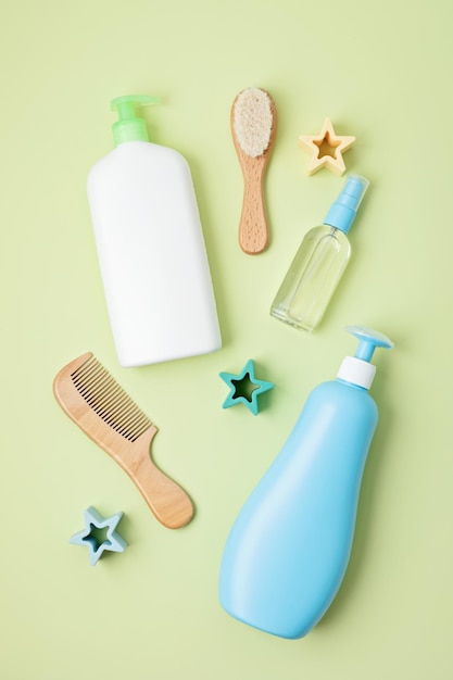 Set of baby toiletries child organic hygiene and bath accessories