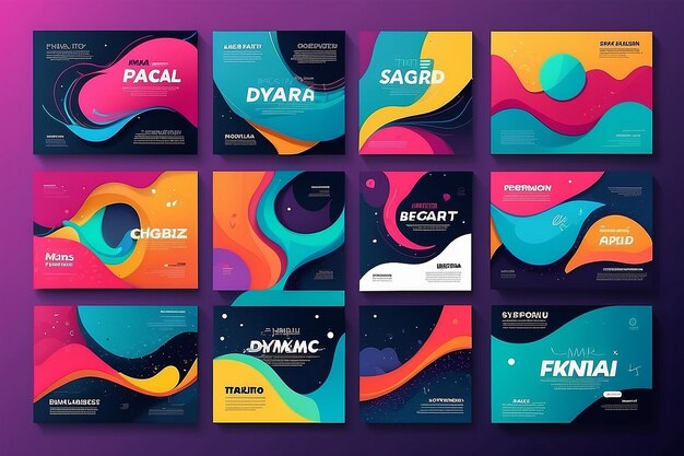 Set of backgrounds with Flat Dynamic Design Applicable for Covers Placards Posters