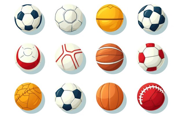 Photo set of balls soccer basketball volleyball flat