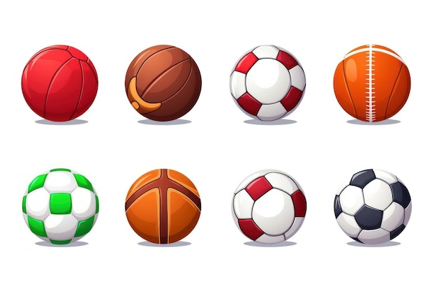 Photo set of balls soccer basketball volleyball flat