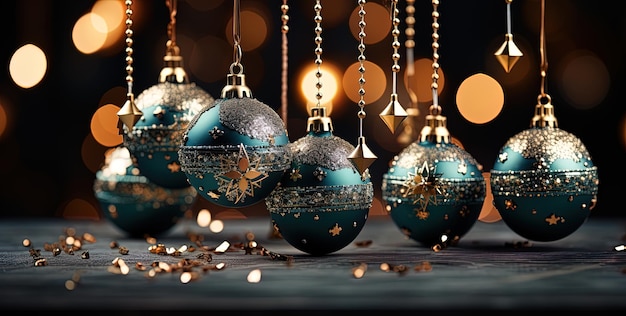 Set of balls or spheres for the Christmas tree with golden highlights.