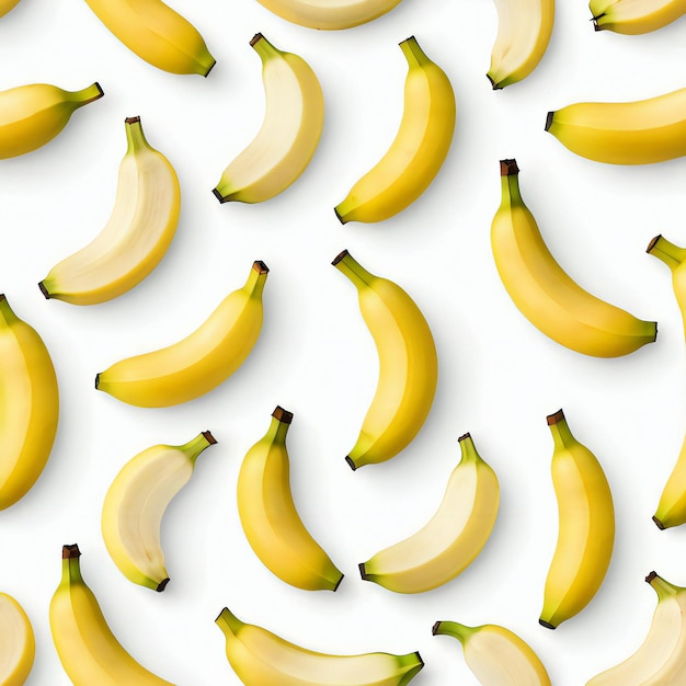 Set of bananas isolated on white Generative AI