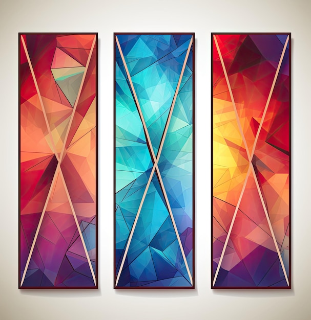 Set of banners with polygonal abstract background Vector illustration