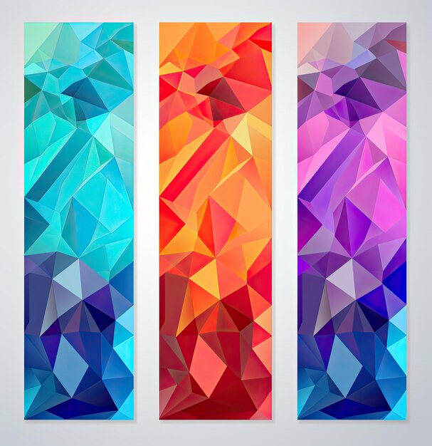 Set of banners with polygonal abstract background Vector illustration