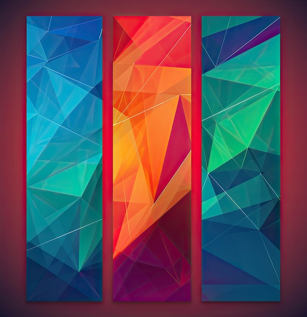Set of banners with polygonal abstract background Vector illustration