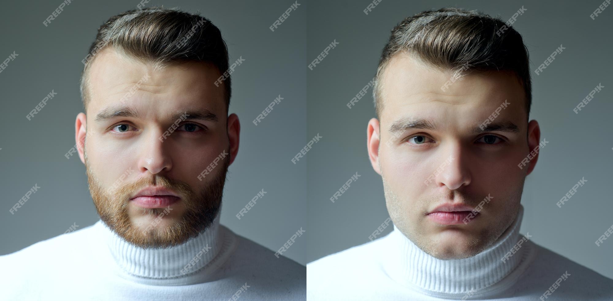 Premium Photo | Set of beard man hair style hair stylist for handsome man  barber shop set after or before shaven