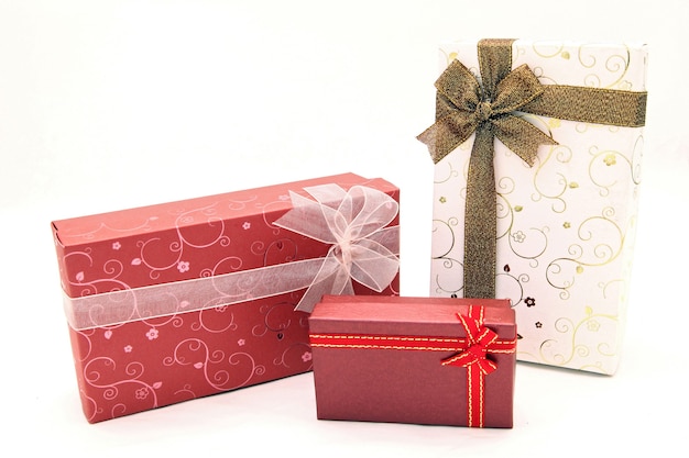 Set of beautiful holiday gift boxes isolated