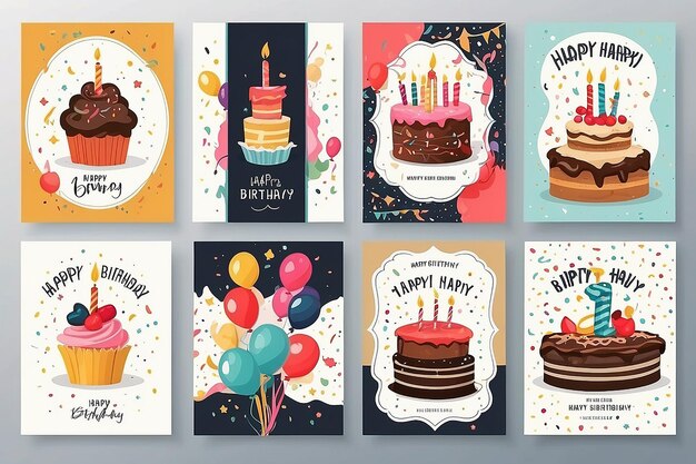 Photo set of birthday greeting cards design