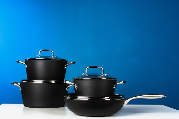 Photo set of black cookware