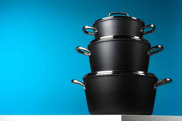 Set of black cookware