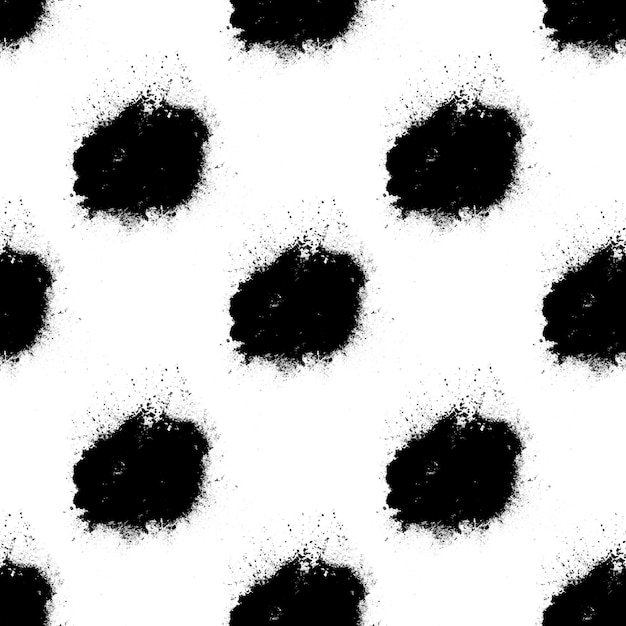 Set of black splashes with splashes isolated on white background