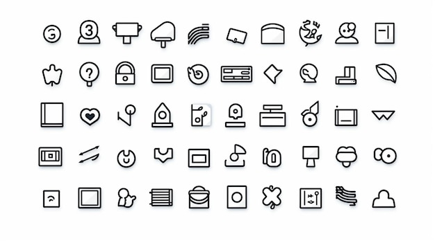 a set of black and white icons of various types generative ai