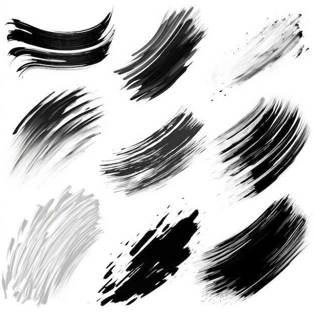 a set of black and white watercolor ink textures