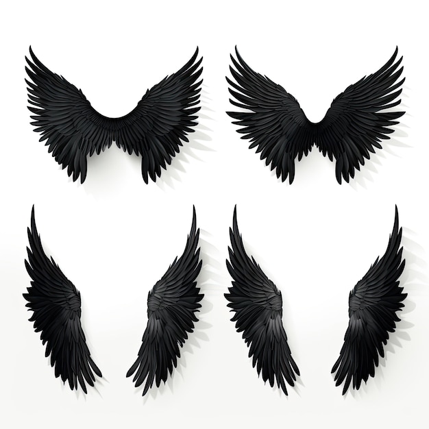 set of black wings on a white background